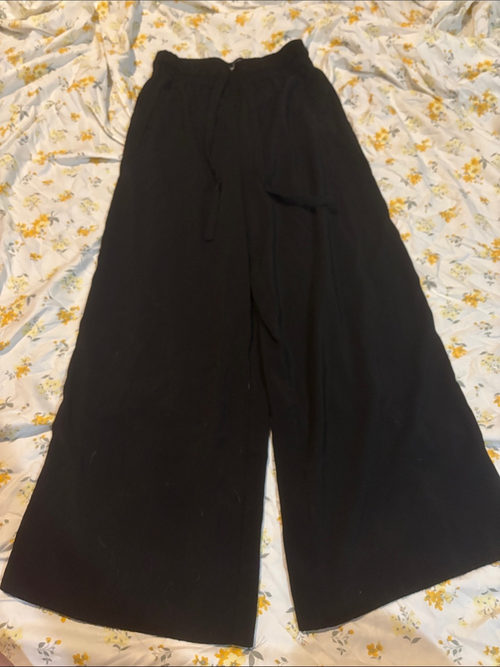 Zara Black Wide-Leg Drawstring Pants